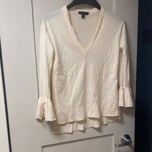 J. Crew Cream V-Neck Long Sleeve Top